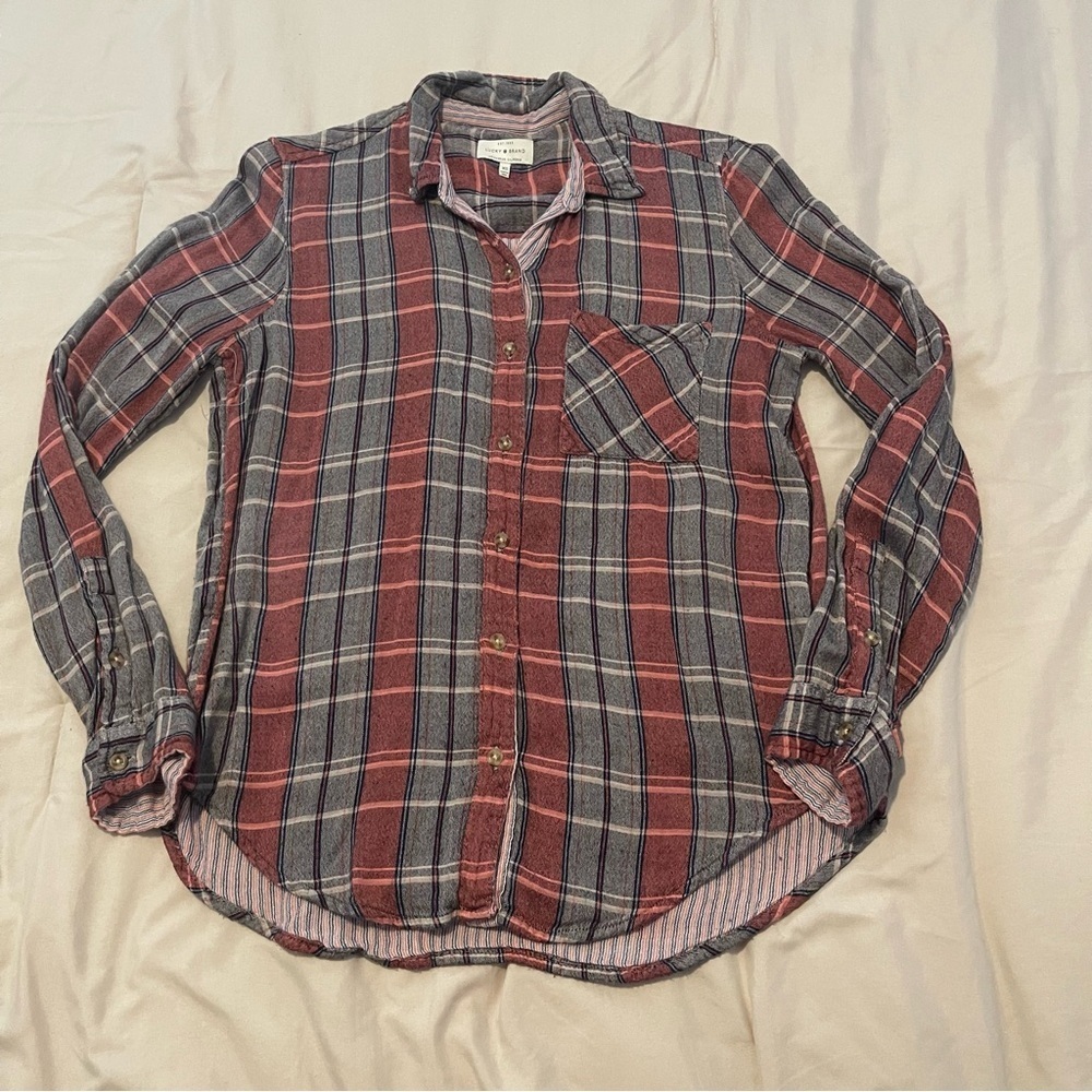 Lucky Brand Red and Blue Plaid Casual Shirt Size XS